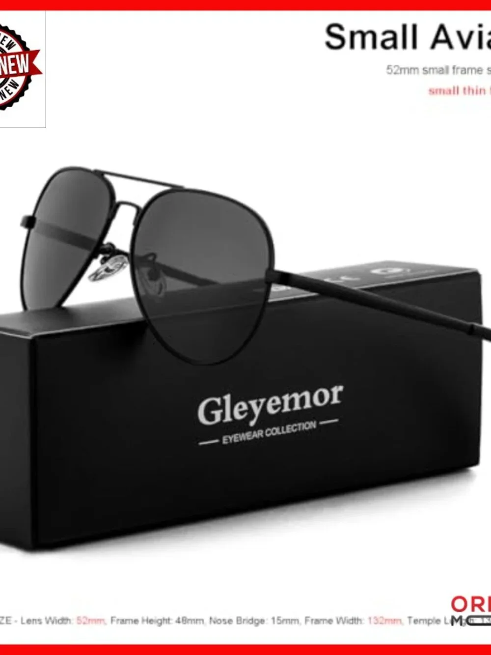 Small Face Polarized Aviator Sunglasses 52MM Metal Frame UV Protection